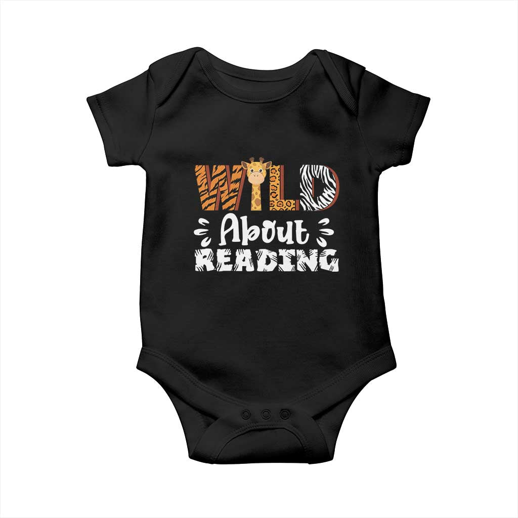 Wild About Reading Baby Onesie Cute Animal Print Reading Lover Kids Teachers