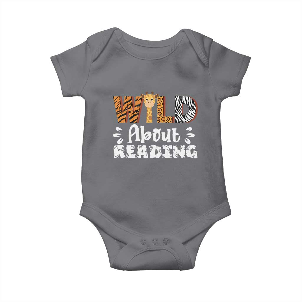 Wild About Reading Baby Onesie Cute Animal Print Reading Lover Kids Teachers