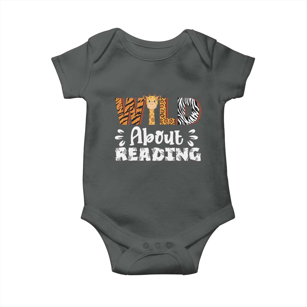 Wild About Reading Baby Onesie Cute Animal Print Reading Lover Kids Teachers