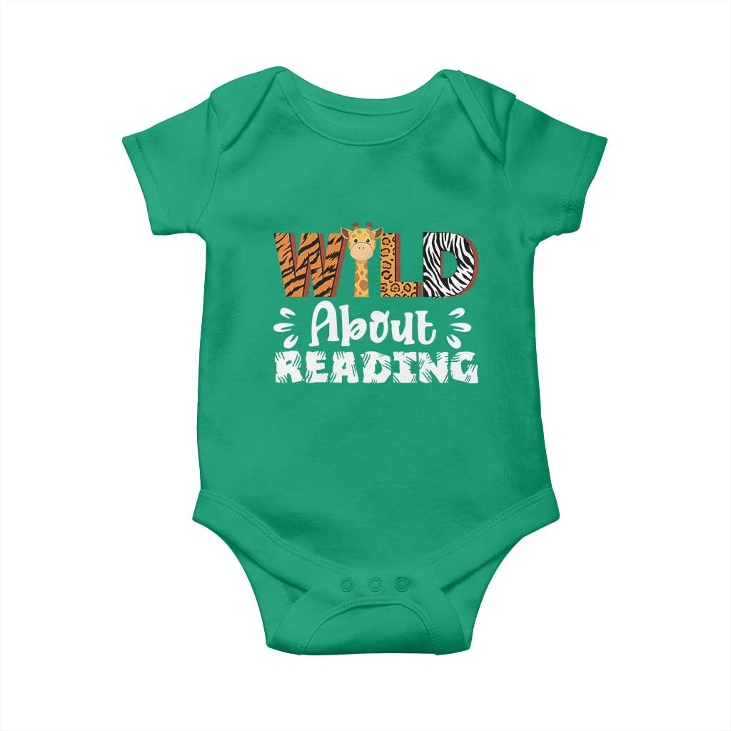 Wild About Reading Baby Onesie Cute Animal Print Reading Lover Kids Teachers