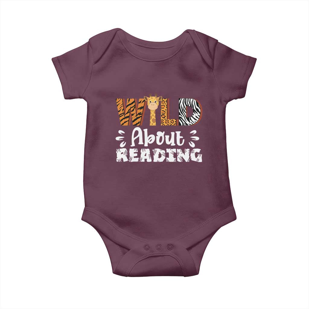 Wild About Reading Baby Onesie Cute Animal Print Reading Lover Kids Teachers