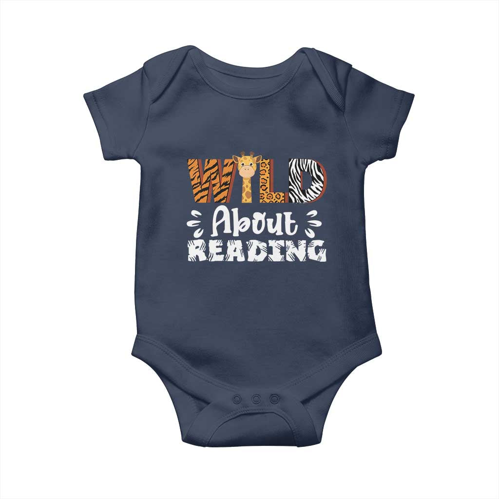 Wild About Reading Baby Onesie Cute Animal Print Reading Lover Kids Teachers