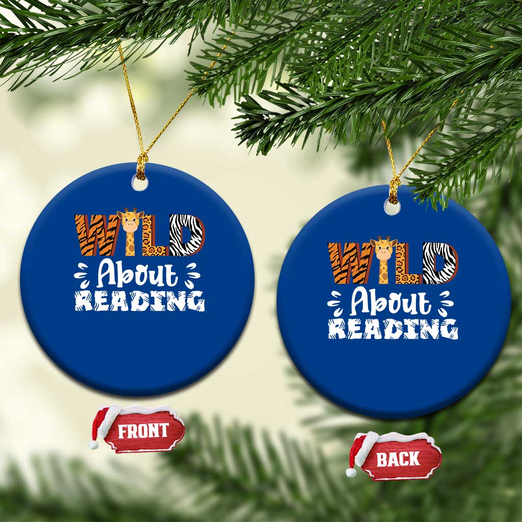 Wild About Reading Ceramic Ornament Cute Animal Print Reading Lover Kids Teachers
