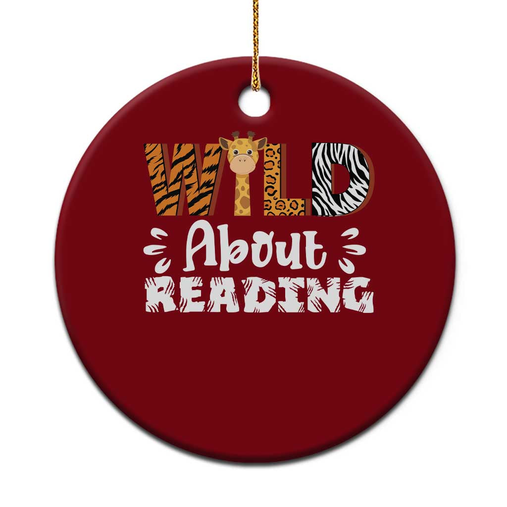 Wild About Reading Ceramic Ornament Cute Animal Print Reading Lover Kids Teachers