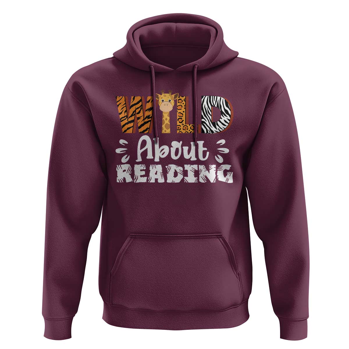 Wild About Reading Hoodie Cute Animal Print Reading Lover Kids Teachers