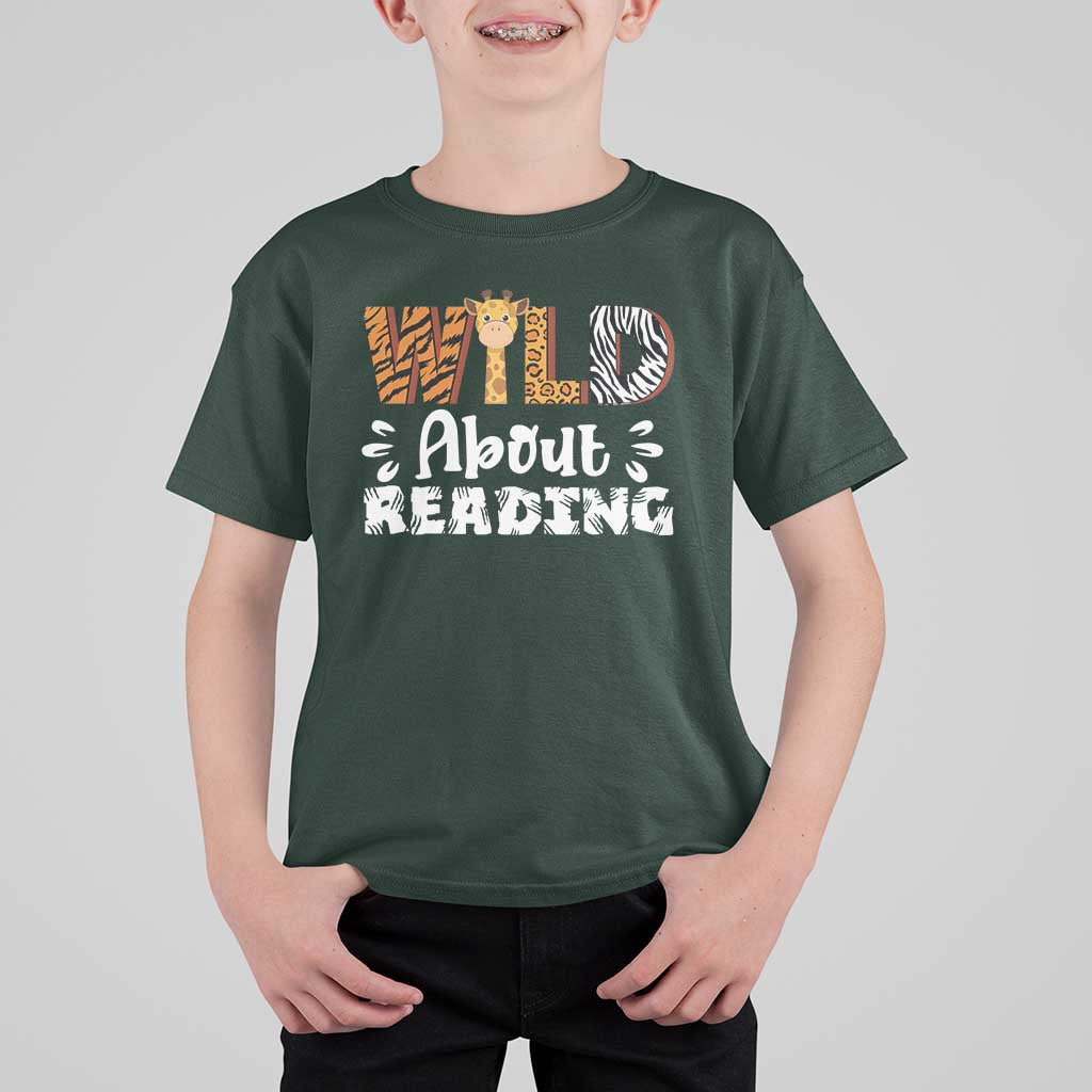 Wild About Reading T Shirt For Kid Cute Animal Print Reading Lover Kids Teachers