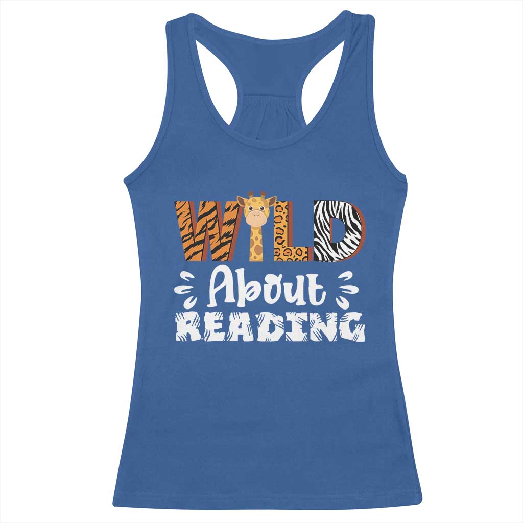 Wild About Reading Racerback Tank Top Cute Animal Print Reading Lover Kids Teachers
