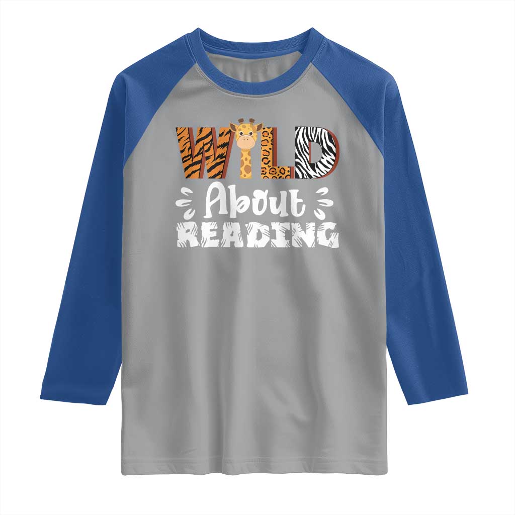 Wild About Reading Raglan Shirt Cute Animal Print Reading Lover Kids Teachers