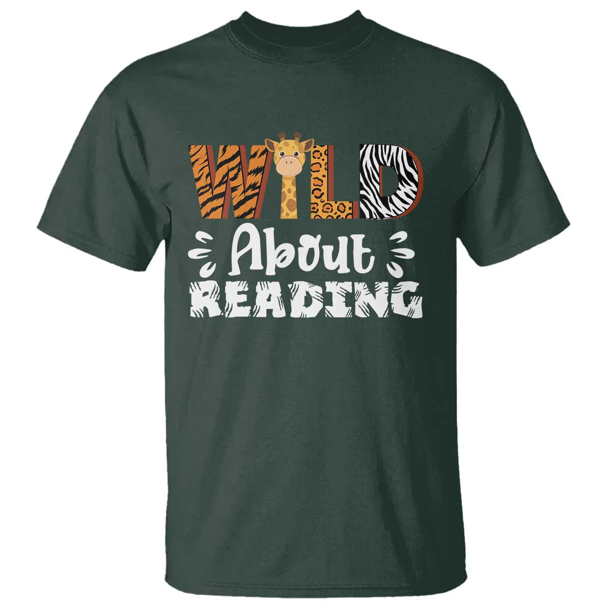 Wild About Reading T Shirt Cute Animal Print Reading Lover Kids Teachers