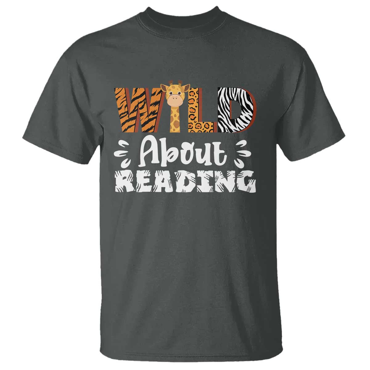 Wild About Reading T Shirt Cute Animal Print Reading Lover Kids Teachers