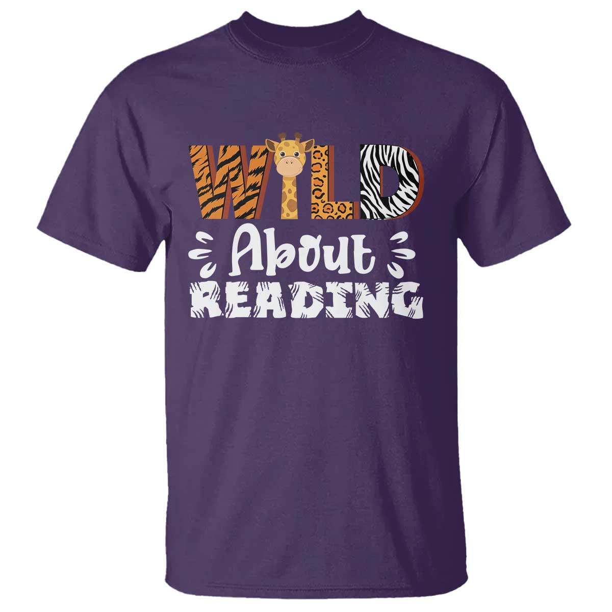 Wild About Reading T Shirt Cute Animal Print Reading Lover Kids Teachers