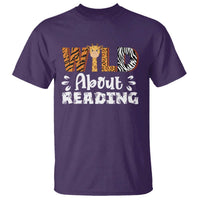 Wild About Reading T Shirt Cute Animal Print Reading Lover Kids Teachers