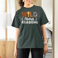Wild About Reading T Shirt For Women Cute Animal Print Reading Lover Kids Teachers