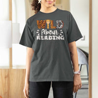 Wild About Reading T Shirt For Women Cute Animal Print Reading Lover Kids Teachers