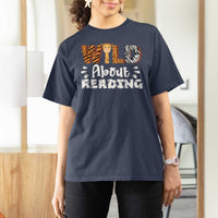 Wild About Reading T Shirt For Women Cute Animal Print Reading Lover Kids Teachers