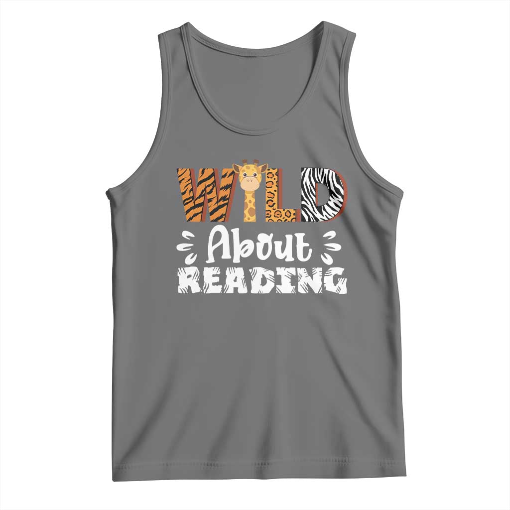 Wild About Reading Tank Top Cute Animal Print Reading Lover Kids Teachers