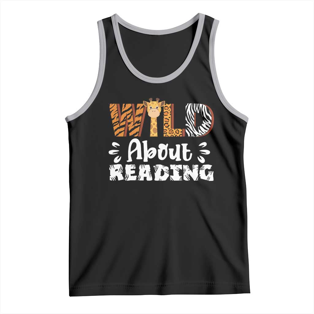 Wild About Reading Tank Top Cute Animal Print Reading Lover Kids Teachers