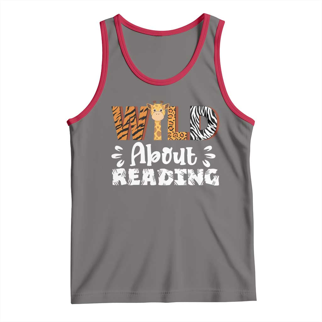 Wild About Reading Tank Top Cute Animal Print Reading Lover Kids Teachers
