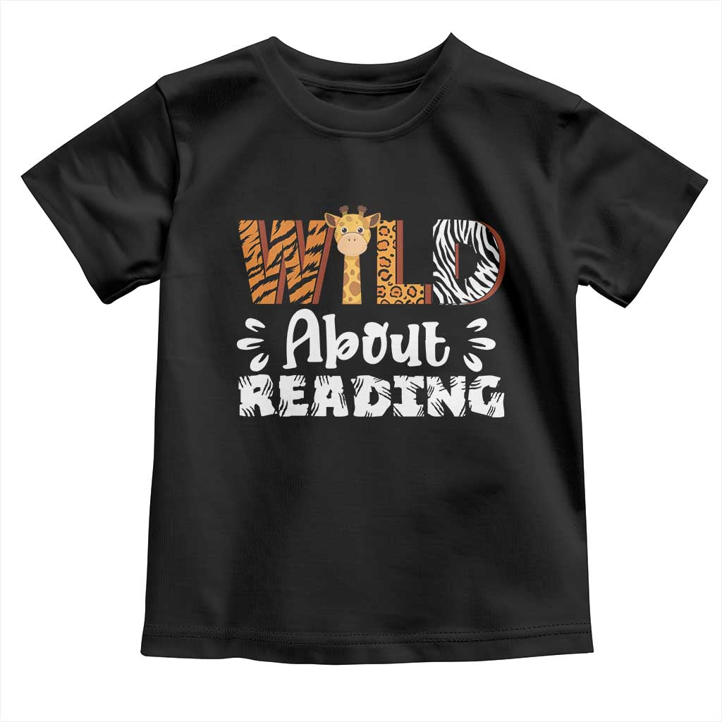 Wild About Reading Toddler T Shirt Cute Animal Print Reading Lover Kids Teachers