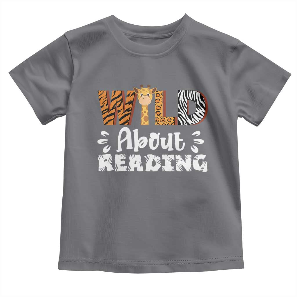 Wild About Reading Toddler T Shirt Cute Animal Print Reading Lover Kids Teachers