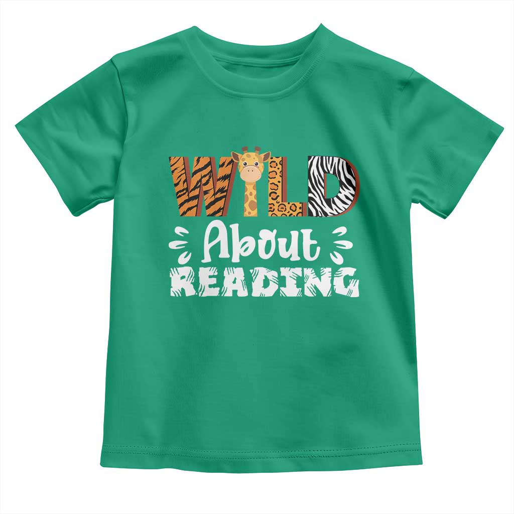 Wild About Reading Toddler T Shirt Cute Animal Print Reading Lover Kids Teachers