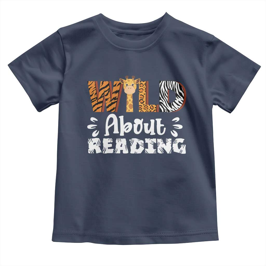 Wild About Reading Toddler T Shirt Cute Animal Print Reading Lover Kids Teachers