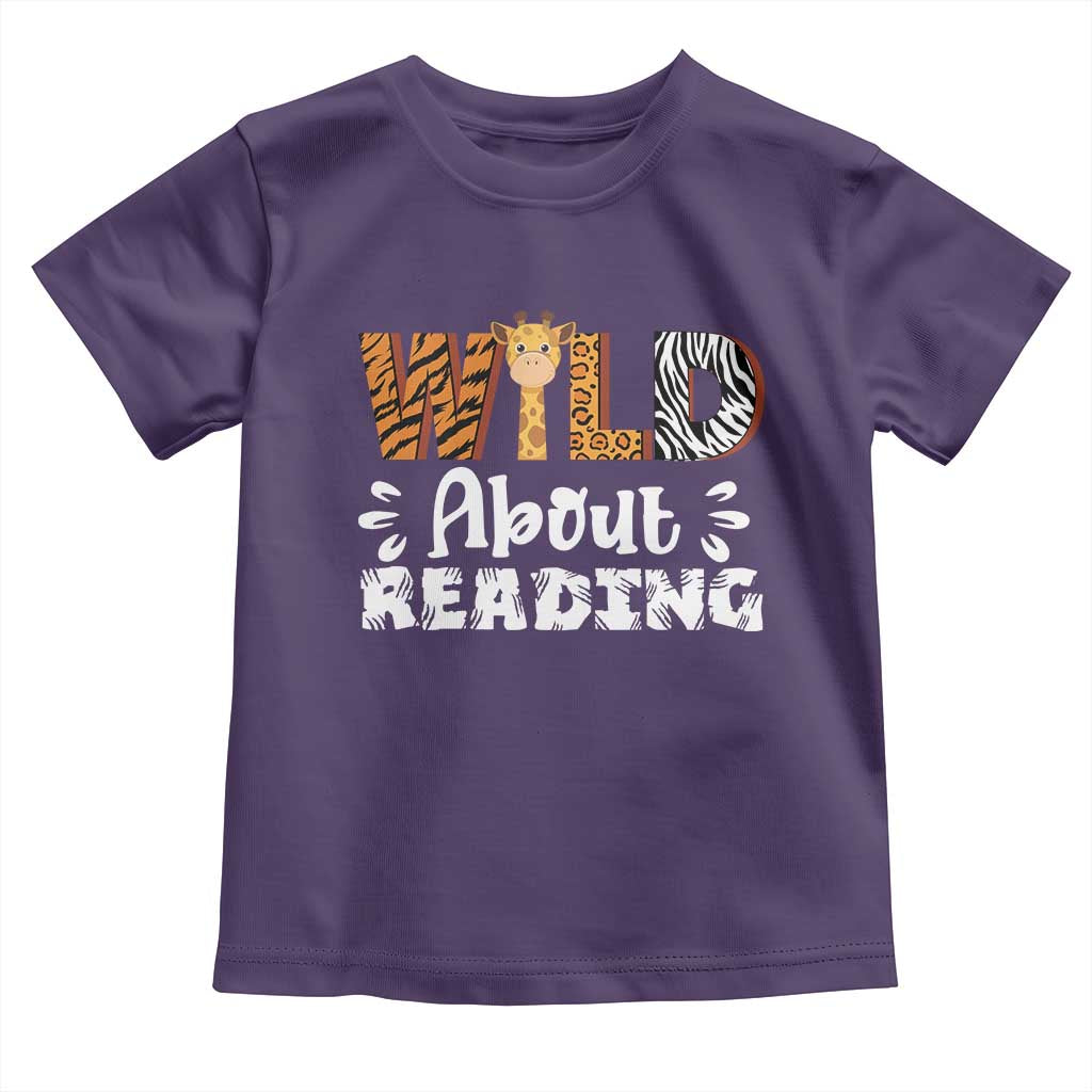 Wild About Reading Toddler T Shirt Cute Animal Print Reading Lover Kids Teachers