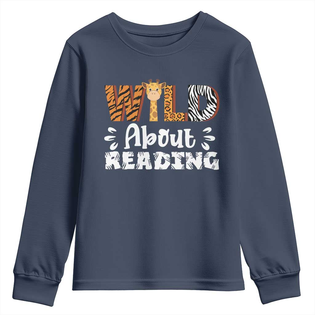 Wild About Reading Youth Sweatshirt Cute Animal Print Reading Lover Kids Teachers
