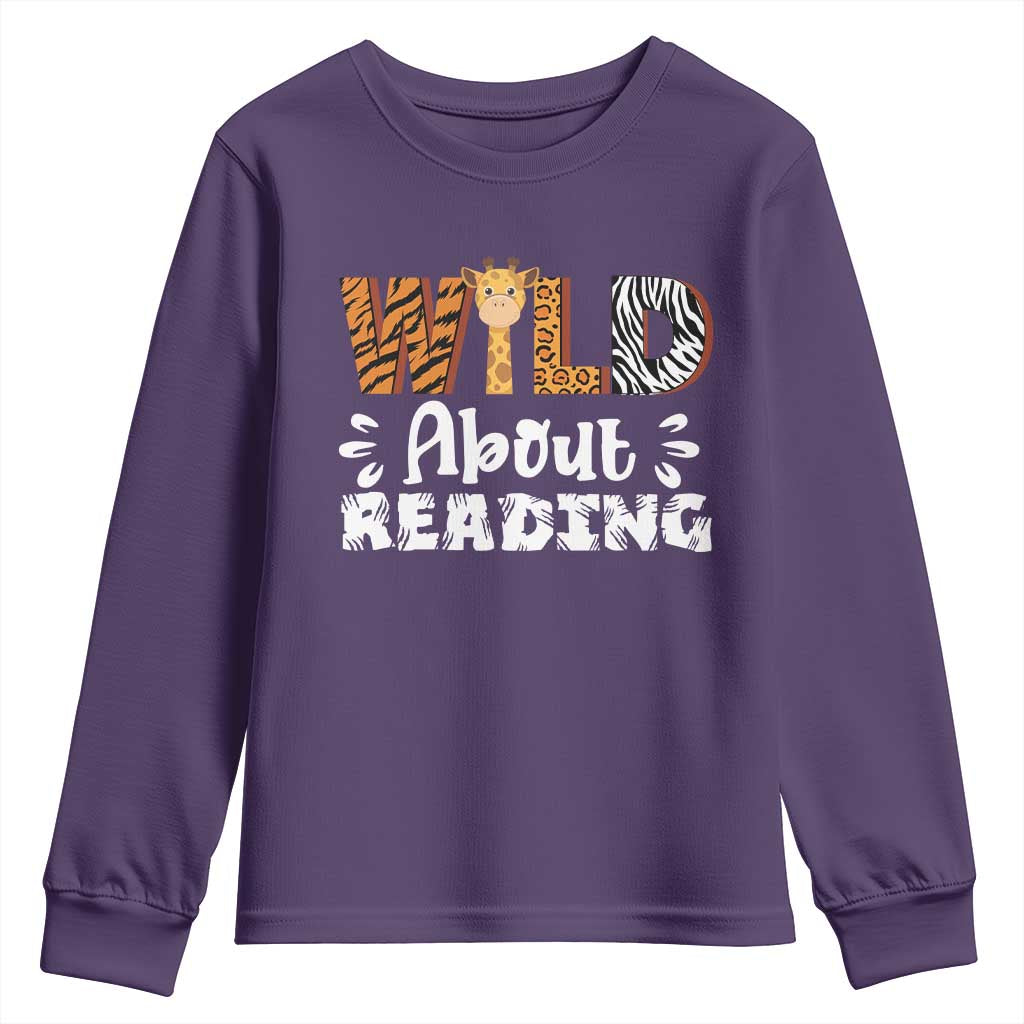 Wild About Reading Youth Sweatshirt Cute Animal Print Reading Lover Kids Teachers