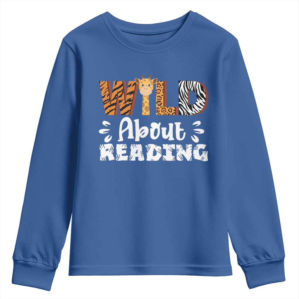 Wild About Reading Youth Sweatshirt Cute Animal Print Reading Lover Kids Teachers