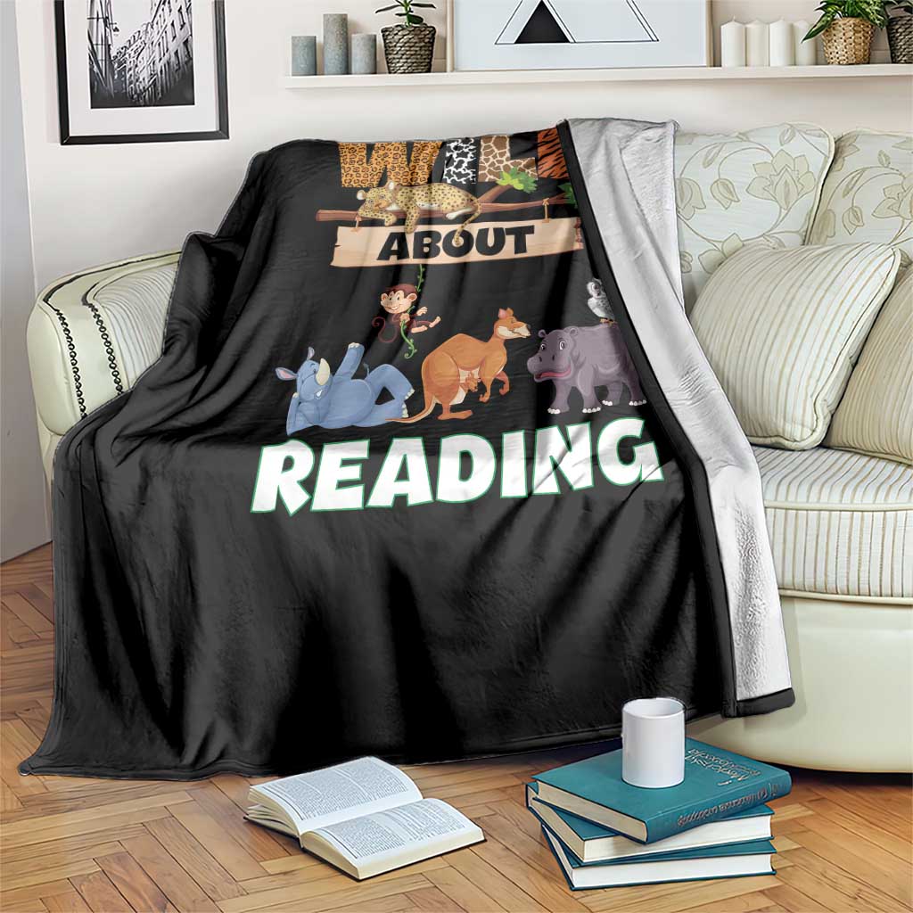 Wild About Reading Throw Blanket Cute Animal Book Lover Kids Teachers