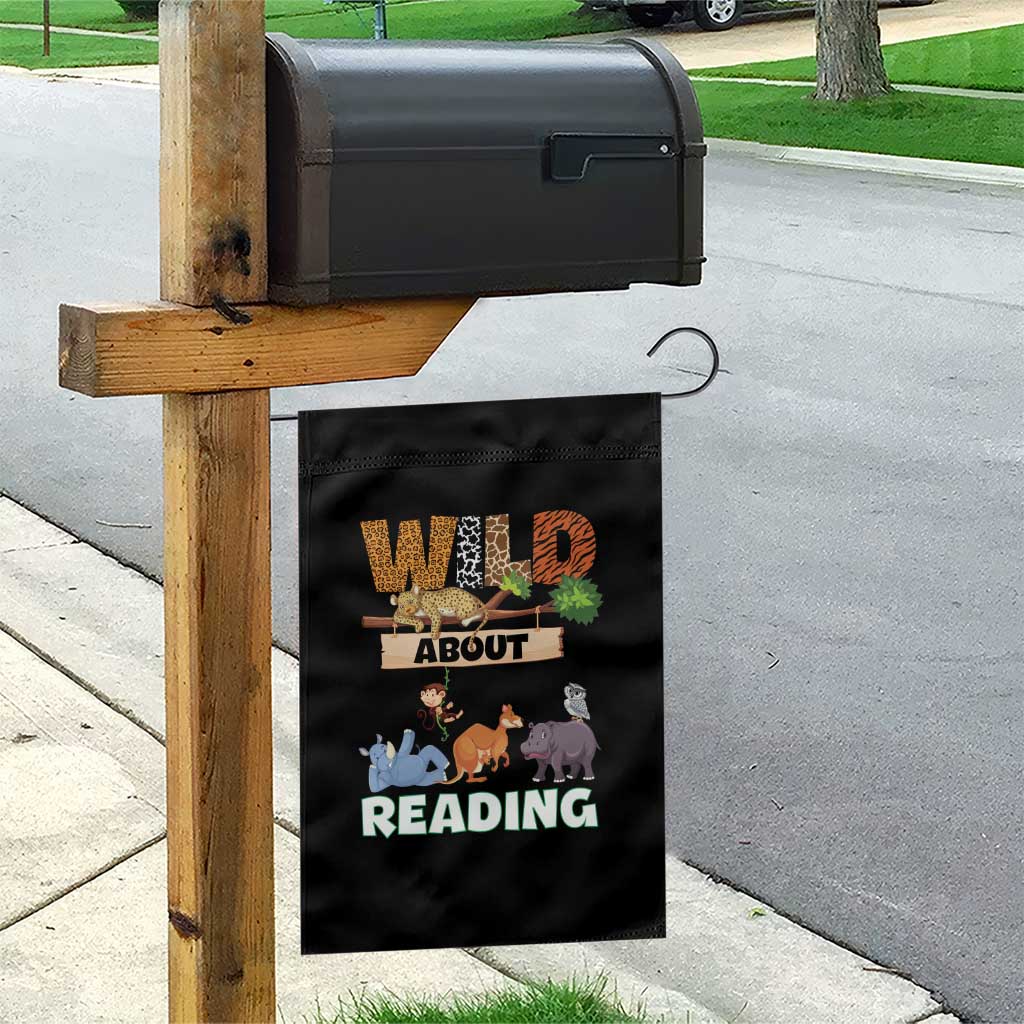 Wild About Reading Garden Flag Cute Animal Book Lover Kids Teachers