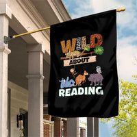Wild About Reading Garden Flag Cute Animal Book Lover Kids Teachers