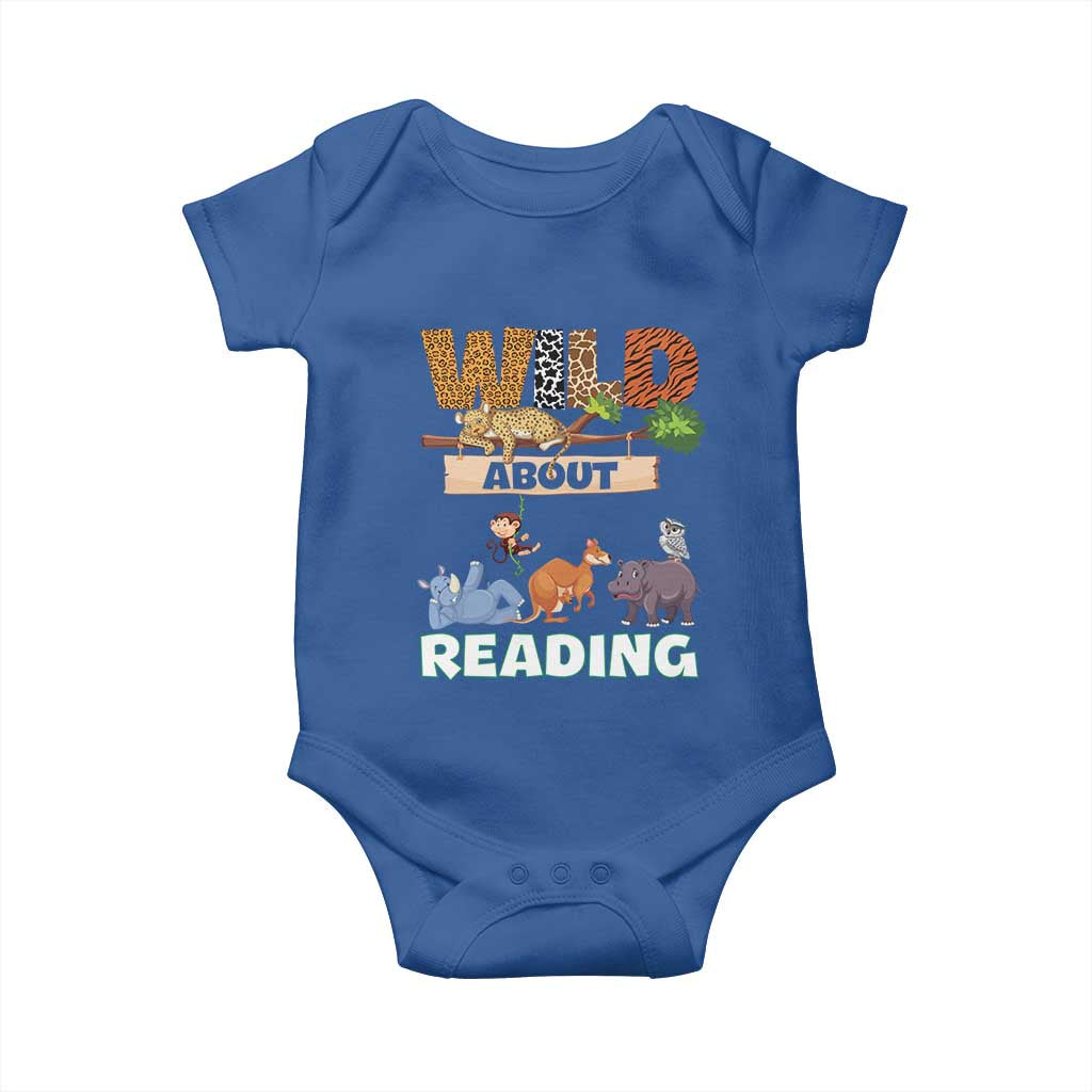 Wild About Reading Baby Onesie Cute Animal Book Lover Kids Teachers