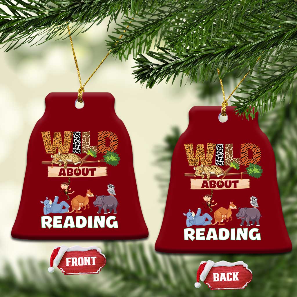 Wild About Reading Ceramic Ornament Cute Animal Book Lover Kids Teachers