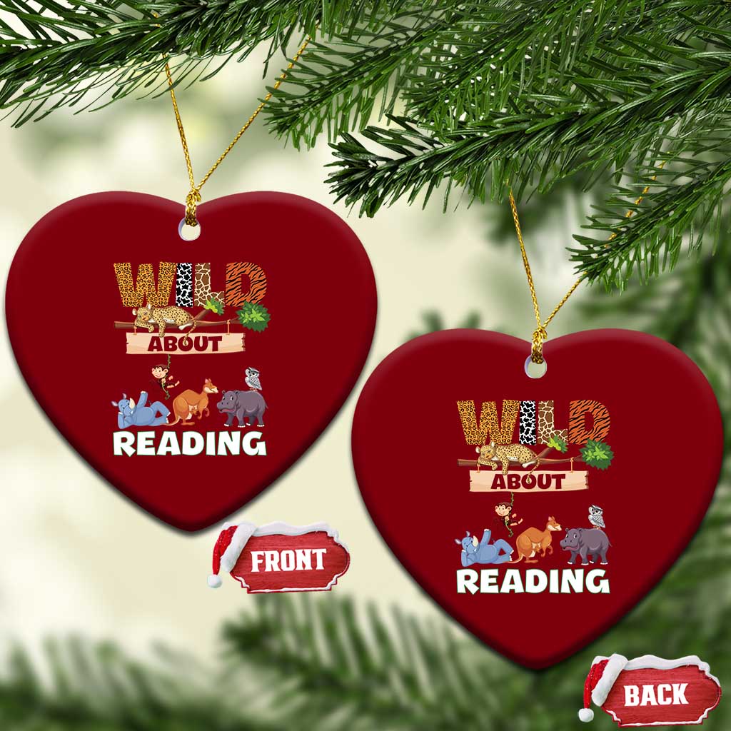 Wild About Reading Ceramic Ornament Cute Animal Book Lover Kids Teachers