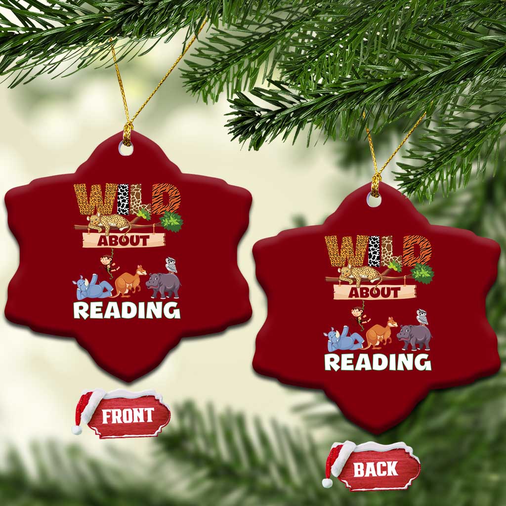 Wild About Reading Ceramic Ornament Cute Animal Book Lover Kids Teachers