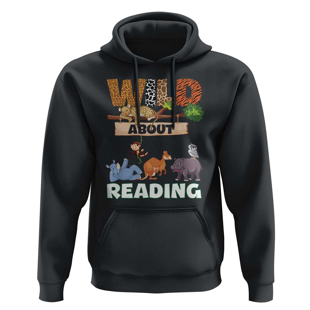Wild About Reading Hoodie Cute Animal Book Lover Kids Teachers