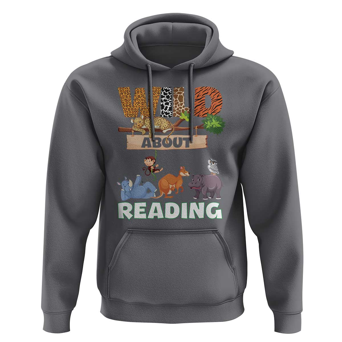 Wild About Reading Hoodie Cute Animal Book Lover Kids Teachers