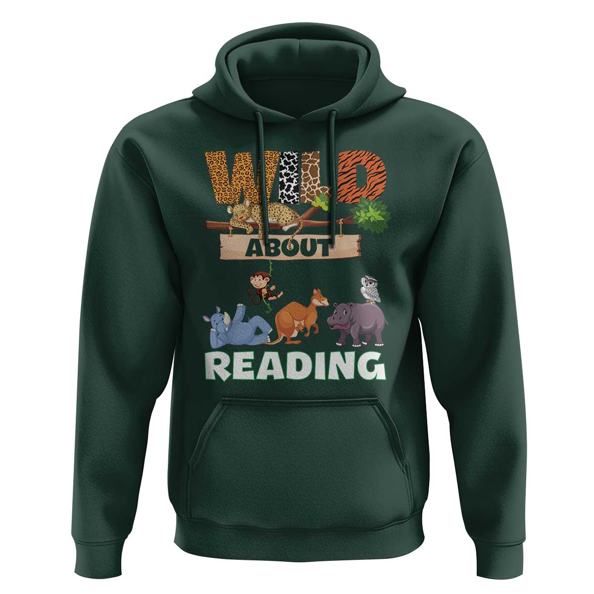 Wild About Reading Hoodie Cute Animal Book Lover Kids Teachers