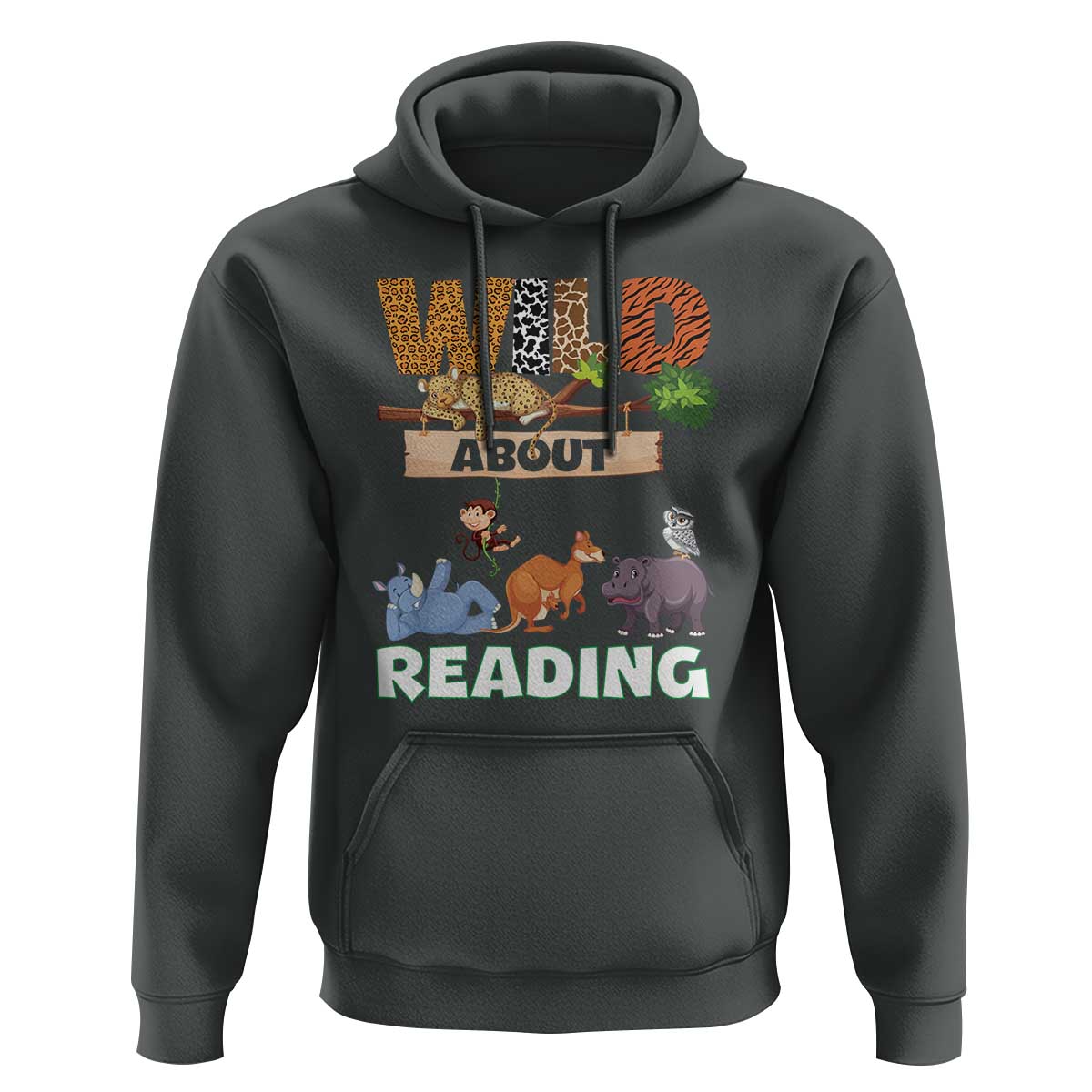 Wild About Reading Hoodie Cute Animal Book Lover Kids Teachers