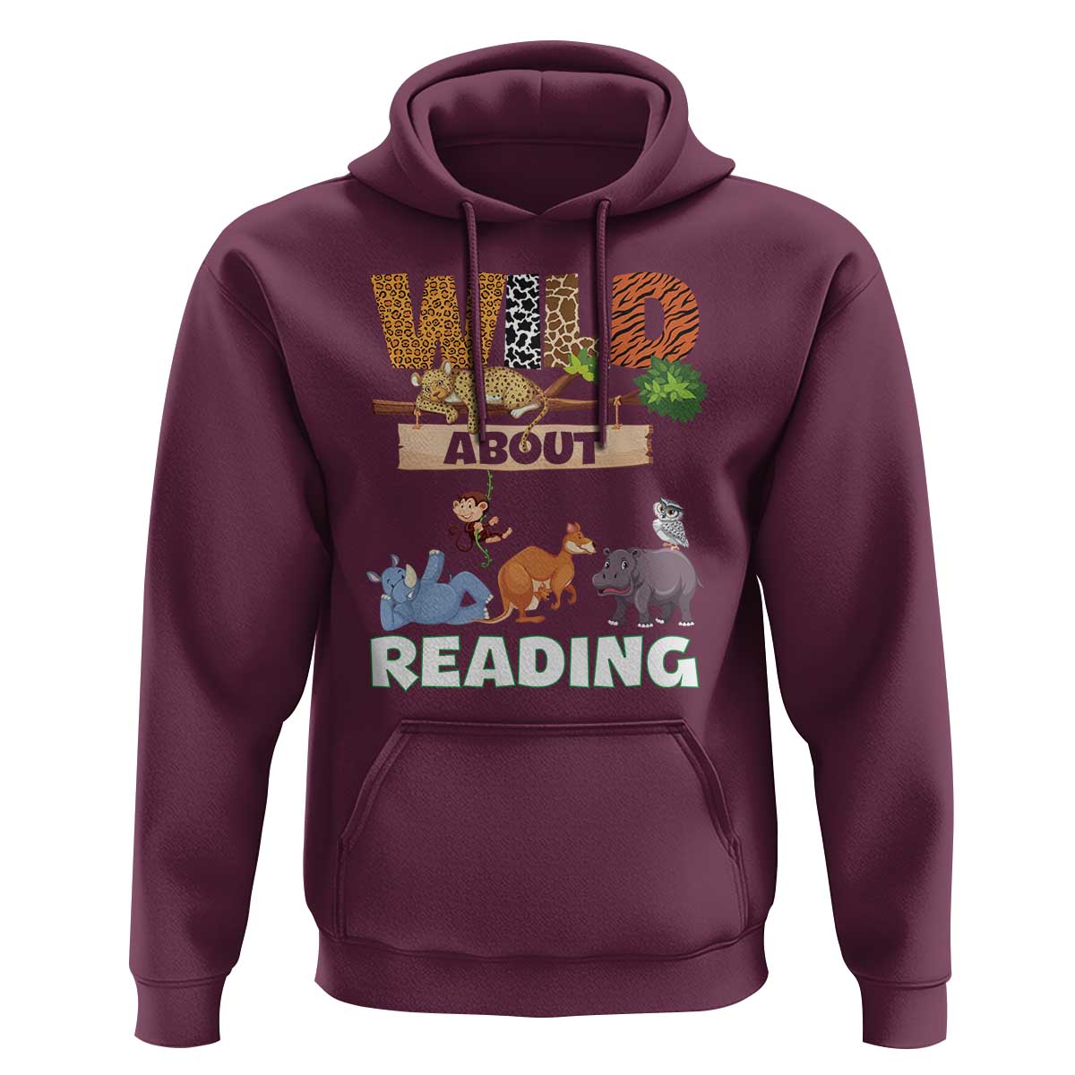 Wild About Reading Hoodie Cute Animal Book Lover Kids Teachers