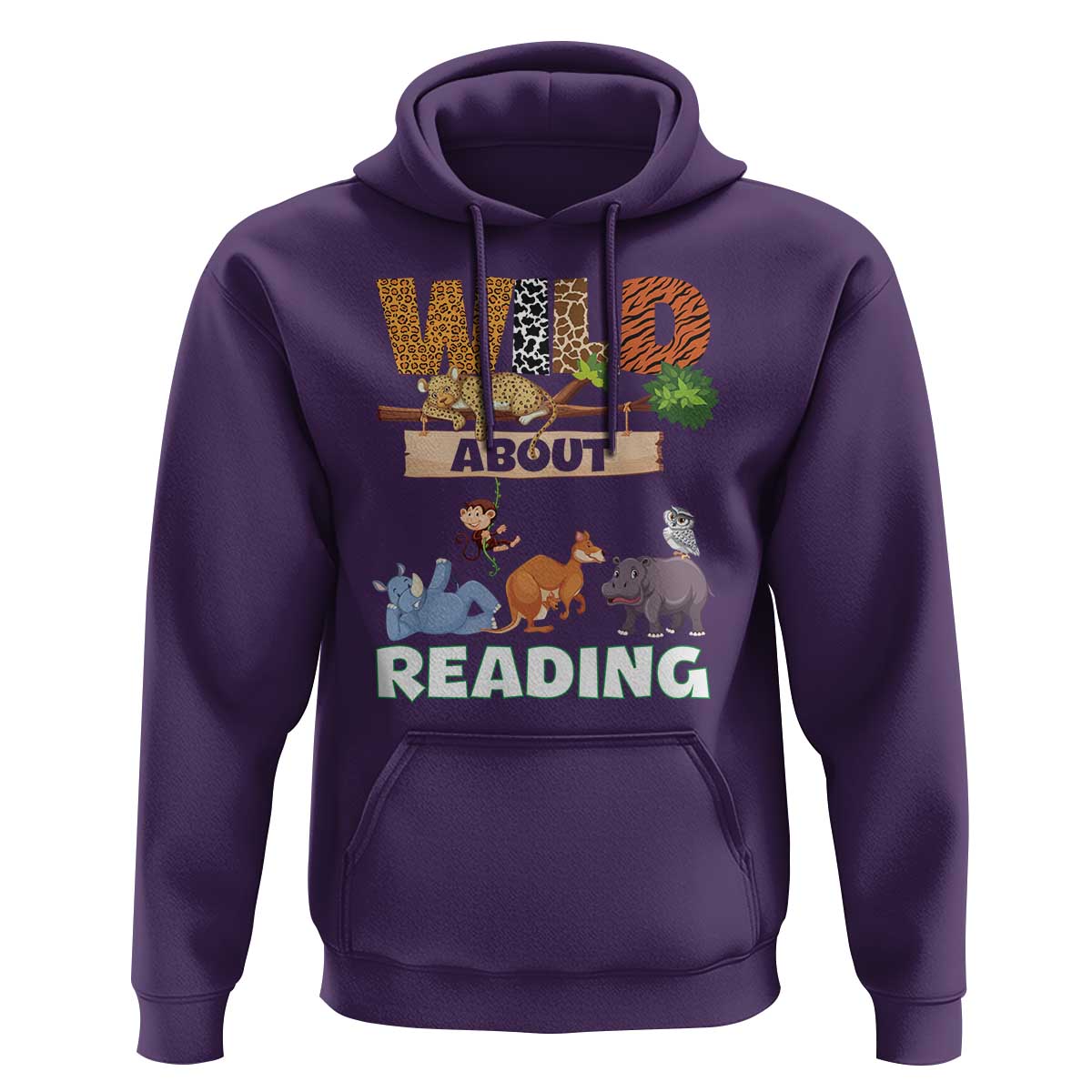 Wild About Reading Hoodie Cute Animal Book Lover Kids Teachers