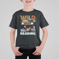 Wild About Reading T Shirt For Kid Cute Animal Book Lover Kids Teachers