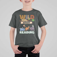 Wild About Reading T Shirt For Kid Cute Animal Book Lover Kids Teachers
