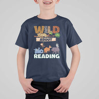 Wild About Reading T Shirt For Kid Cute Animal Book Lover Kids Teachers