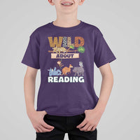 Wild About Reading T Shirt For Kid Cute Animal Book Lover Kids Teachers