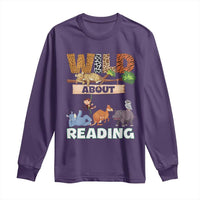 Wild About Reading Long Sleeve Shirt Cute Animal Book Lover Kids Teachers