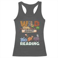 Wild About Reading Racerback Tank Top Cute Animal Book Lover Kids Teachers