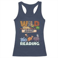 Wild About Reading Racerback Tank Top Cute Animal Book Lover Kids Teachers